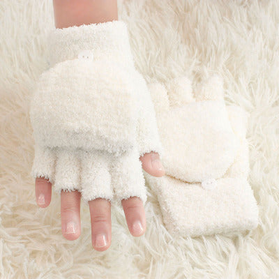 Women's Winter Fleece Half Finger Gloves – Soft & Warm Convertible Gloves