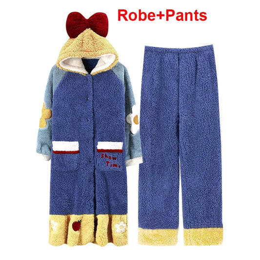 Women's Hooded Fleece Winter Nightgown – Cute & Warm Home Wear