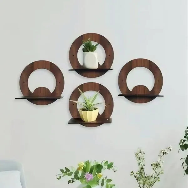 Modern Wooden Wall Shelves Set of 4 – Decorative MDF Floating Shelves