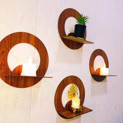 Modern Wooden Wall Shelves Set of 4 – Decorative MDF Floating Shelves