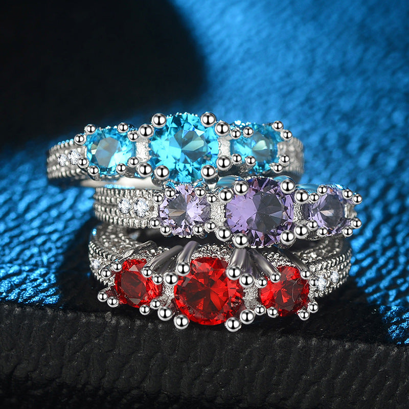 Elegant Red Stone Zircon Ring for Women