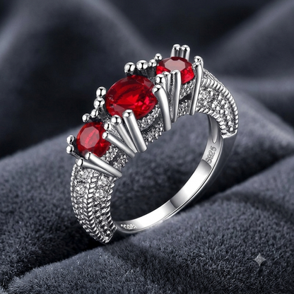 Elegant Red Stone Zircon Ring for Women