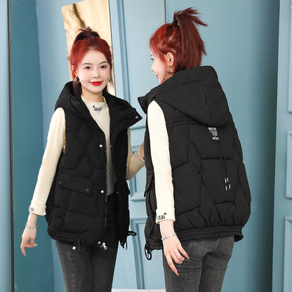 Women's Hooded Cotton Winter Vest – Warm Sleeveless Puffer Jacket