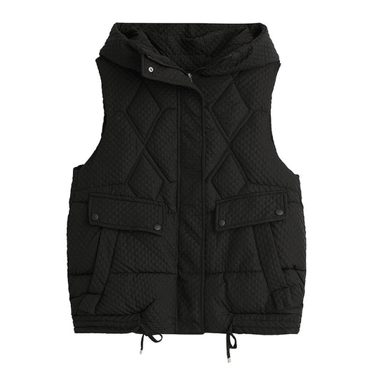 Women's Hooded Cotton Winter Vest – Warm Sleeveless Puffer Jacket