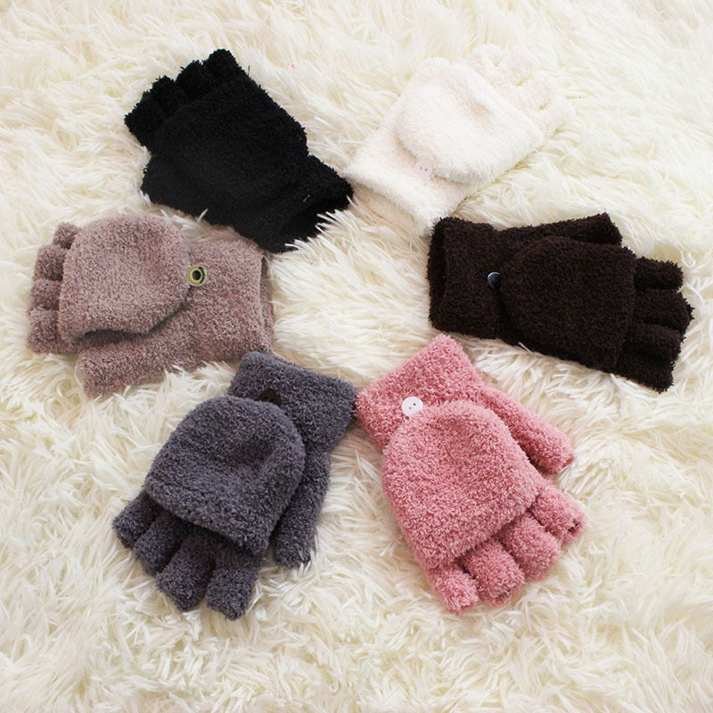 Women's Winter Fleece Half Finger Gloves – Soft & Warm Convertible Gloves