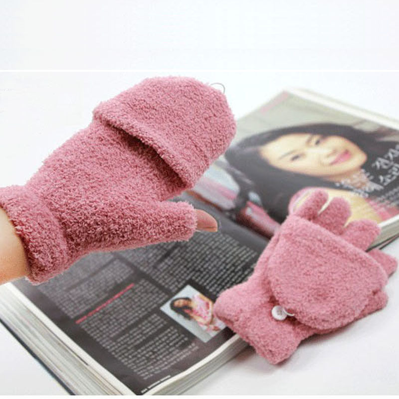 Women's Winter Fleece Half Finger Gloves – Soft & Warm Convertible Gloves