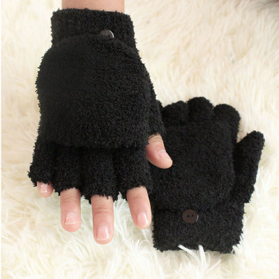 Women's Winter Fleece Half Finger Gloves – Soft & Warm Convertible Gloves