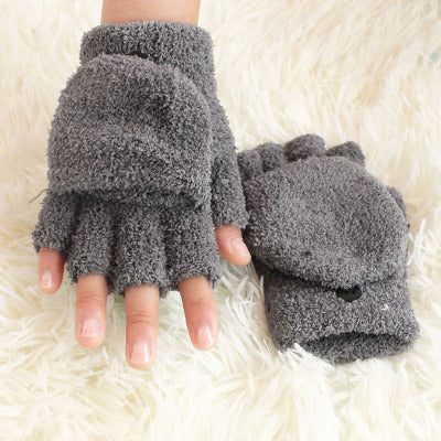 Women's Winter Fleece Half Finger Gloves – Soft & Warm Convertible Gloves