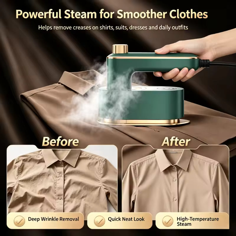 Portable Green Steam Iron – Fast & Convenient Garment Steamer