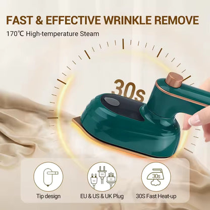 Portable Green Steam Iron – Fast & Convenient Garment Steamer