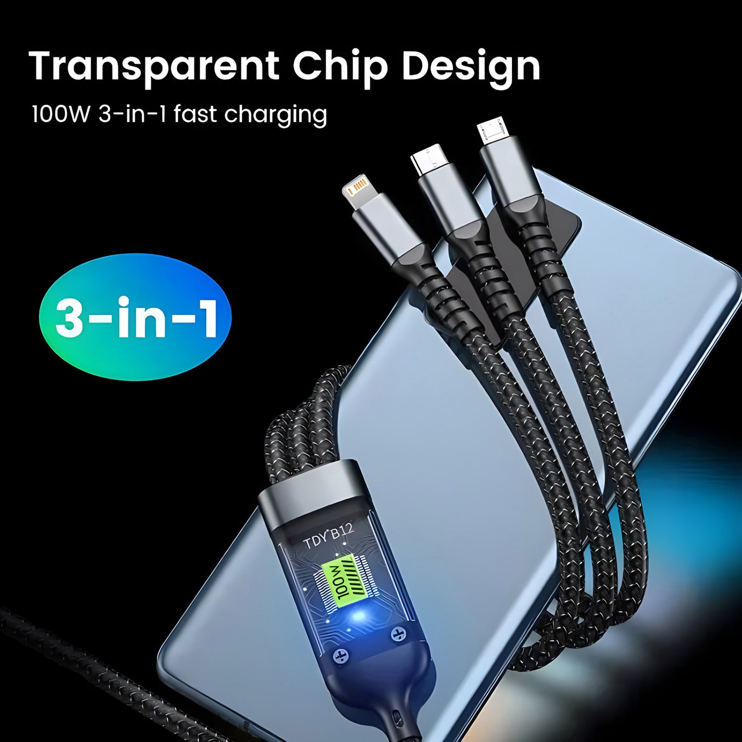 3-in-1 Fast Charging Cable – One Cable, Multiple Devices