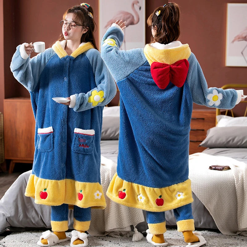 Women's Hooded Fleece Winter Nightgown – Cute & Warm Home Wear