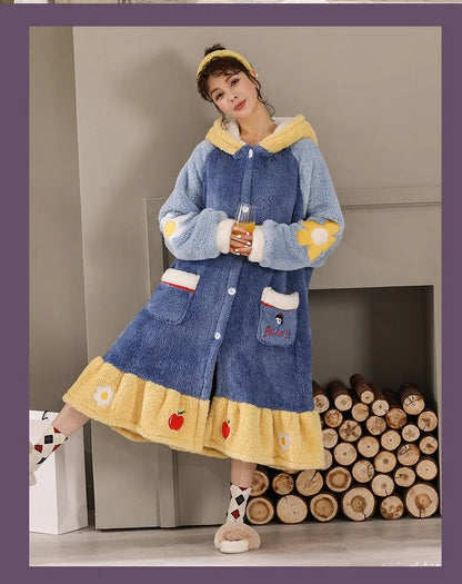 Women's Hooded Fleece Winter Nightgown – Cute & Warm Home Wear