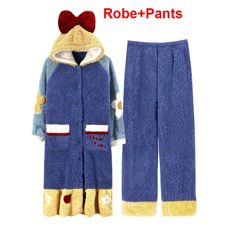 Women's Hooded Fleece Winter Nightgown – Cute & Warm Home Wear