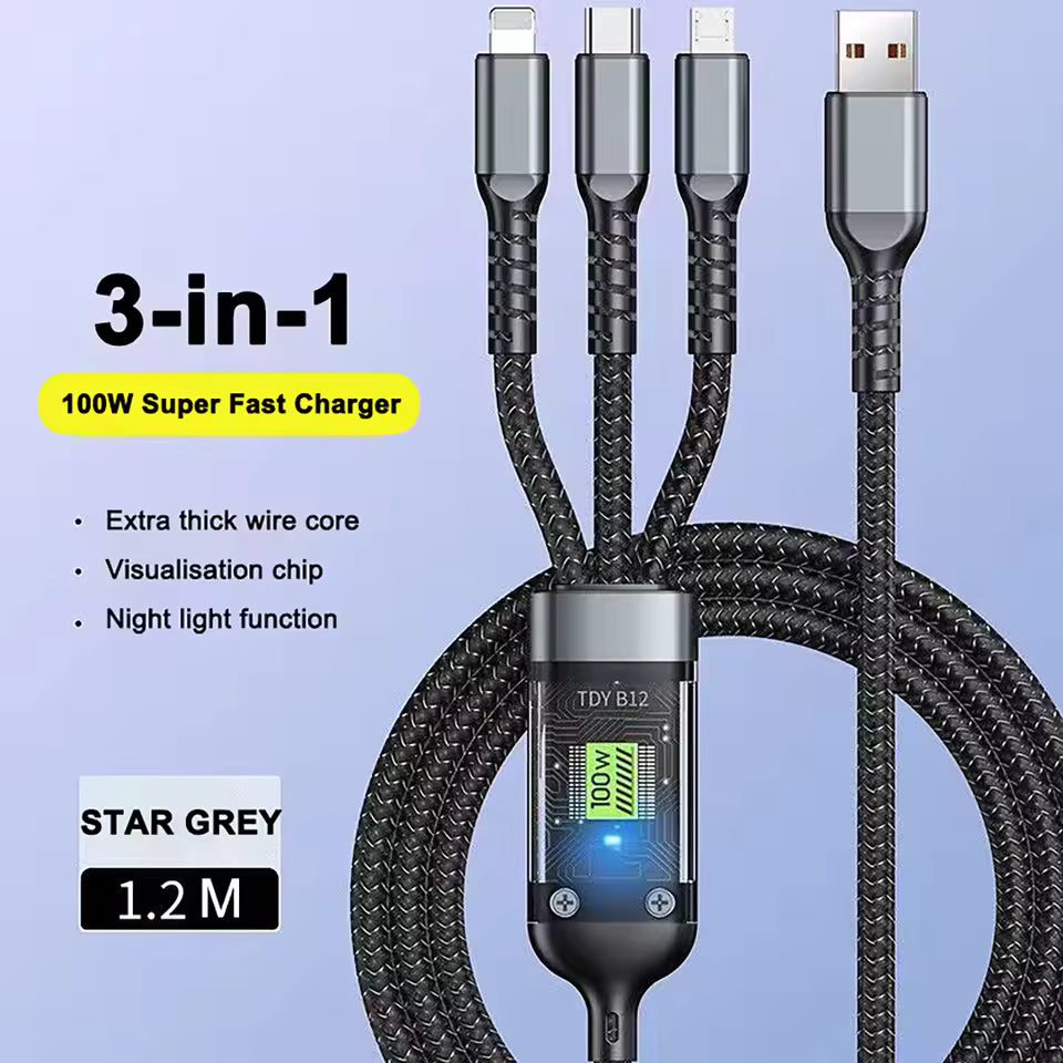 3-in-1 Fast Charging Cable – One Cable, Multiple Devices