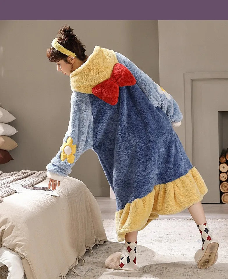 Women's Hooded Fleece Winter Nightgown – Cute & Warm Home Wear